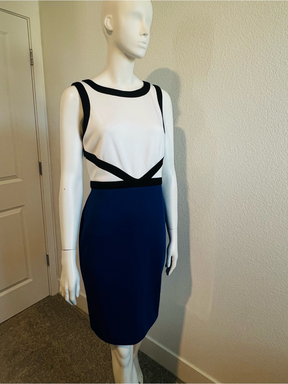 Calvin Klein White Dress with Black Band Detail